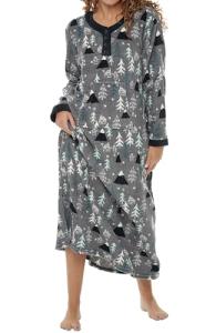 Cozy Plush Fleece Lounge Nightgown with Pockets