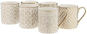 Gold Plated Mosaic Coffee Mugs, Set of 6