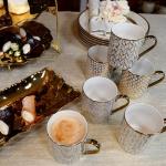 Gold Plated Mosaic Coffee Mugs, Set of 6