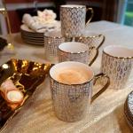 Gold Plated Mosaic Coffee Mugs, Set of 6