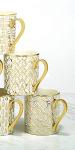 Gold Plated Mosaic Coffee Mugs, Set of 6