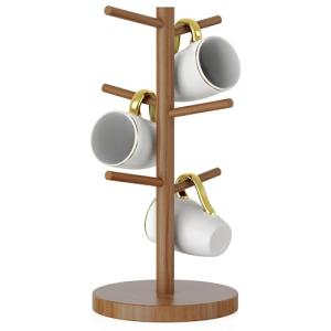 Bamboo Coffee Mug Holder Tree with 6 Hooks