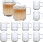 12 Pack Glass Coffee Mugs with Handles