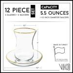 Turkish Tea Set with 6 Glasses and Saucers