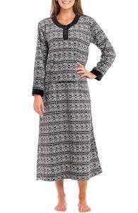 Women's Plush Fleece Kaftan Nightgown with Pockets