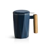 Navy Ceramic Tea Infuser Cup with Lid