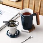Navy Ceramic Tea Infuser Cup with Lid