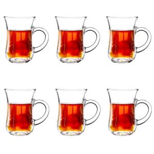 Turkish Tea Glasses Set of 6 with Handles