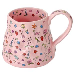 Handmade Floral Ceramic Coffee Mug - 18 oz