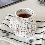 Handmade Floral Ceramic Coffee Mug - 18 oz