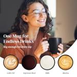 DOWAN Large Black Coffee Mug Set of 6