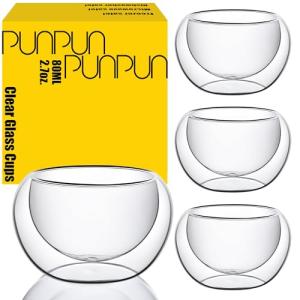 PunPun Double Wall Borosilicate Glass Tea Cups Set
