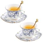 Cyan Country Roses Porcelain Tea Cup Set