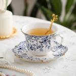 Cyan Country Roses Porcelain Tea Cup Set