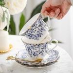 Cyan Country Roses Porcelain Tea Cup Set