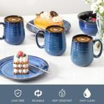 Set of 6 Blue Ceramic Coffee Mugs