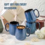 Set of 6 Blue Ceramic Coffee Mugs