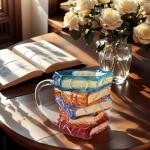3D Painted Book Stack Coffee Mug, 12.99 oz