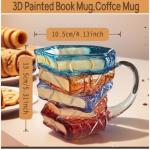 3D Painted Book Stack Coffee Mug, 12.99 oz