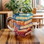 3D Painted Book Stack Coffee Mug, 12.99 oz