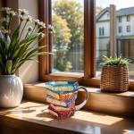 3D Painted Book Stack Coffee Mug, 12.99 oz