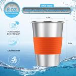 Kids Stainless Steel Cups with Silicone Sleeves - 4 Pack
