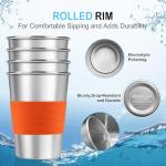 Kids Stainless Steel Cups with Silicone Sleeves - 4 Pack