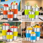 Kids Stainless Steel Cups with Silicone Sleeves - 4 Pack