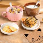 Cute Cat Mug with Lid – Pink Ceramic 10oz