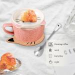 Cute Cat Mug with Lid – Pink Ceramic 10oz