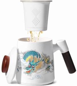 Porcelain Tea Cup with Infuser and Lid