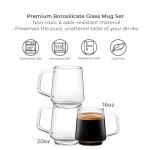 Aquach 20 Oz Clear Glass Coffee & Tea Mugs