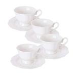 White China Teacup and Saucer Set of Four