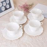 White China Teacup and Saucer Set of Four