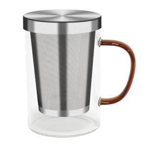 Borosilicate Glass Tea Mug with Infuser and Lid