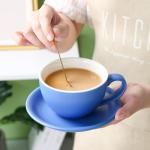 Yundu Porcelain Latte Cup and Saucer - 10 oz for Cappuccino,Tea,Cafe Mocha, Set of 4,Matte Mixed Color