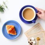 Yundu Porcelain Latte Cup and Saucer - 10 oz for Cappuccino,Tea,Cafe Mocha, Set of 4,Matte Mixed Color