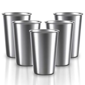 Set of 5 Kid-Friendly Stainless Steel Cups