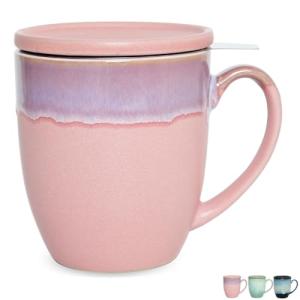 Bosmarlin Pink Ceramic Tea Cup with Infuser