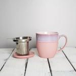Bosmarlin Pink Ceramic Tea Cup with Infuser