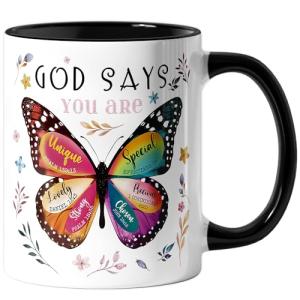 Inspirational Christian Coffee Mug with Butterfly