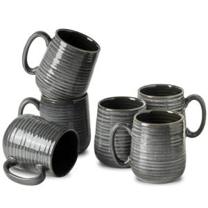 Large Hasense Ceramic Coffee Mugs Set of 6