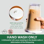 Reusable Iced Coffee Cup (16 Oz/Grande), Leak Proof and Double Wall Insulated Iced Coffee Tumbler, Come with Reusable Plastic and Metal Straws and Straw Cleaner