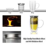 Double Wall Glass Tea Mug with Infuser 14 oz