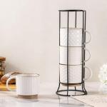 Stackable 12oz Ceramic Coffee Mugs Set of 4