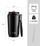 Insulated 14oz Stainless Steel Coffee Mug with Straw