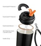 Insulated 14oz Stainless Steel Coffee Mug with Straw