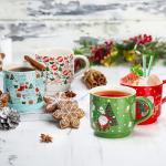Christmas Stackable Coffee Mug Set with Rack