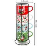 Christmas Stackable Coffee Mug Set with Rack