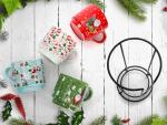 Christmas Stackable Coffee Mug Set with Rack